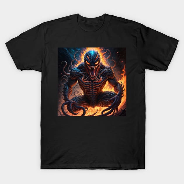 Virning alien in fire aura T-Shirt by Virshan